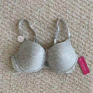 Grey Lace T-Shirt Push-up Bra